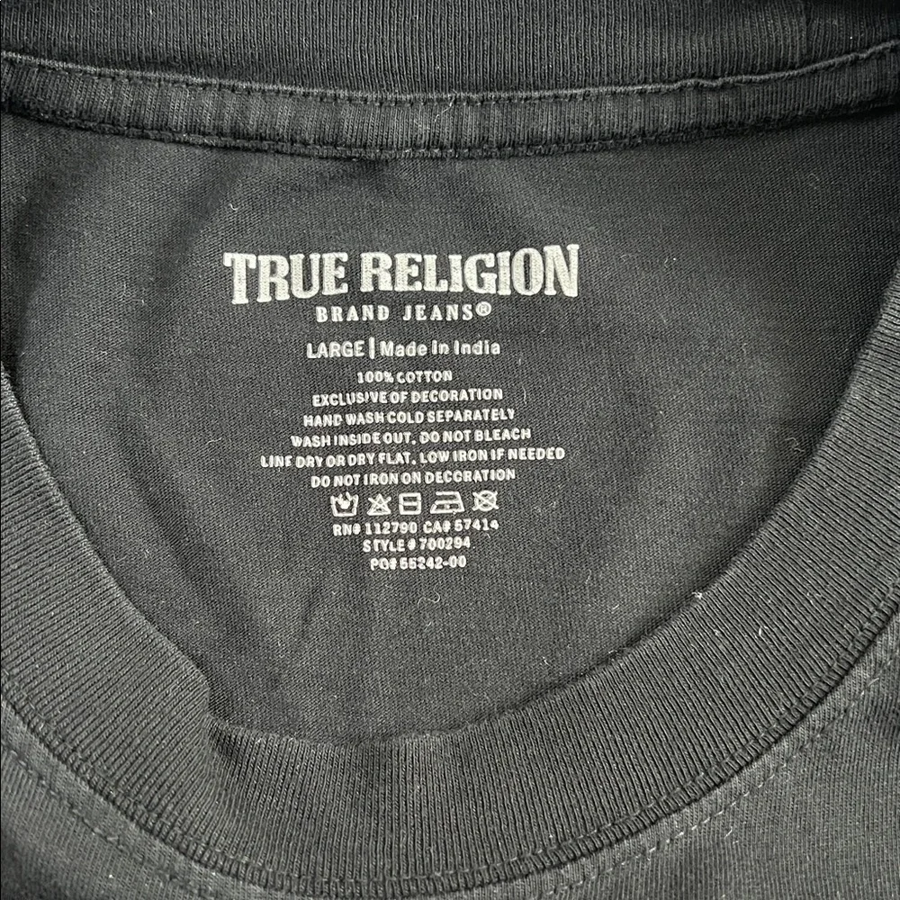 True Religion Beaded Logo Short Sleeve TShirt Faded Black Size Large
